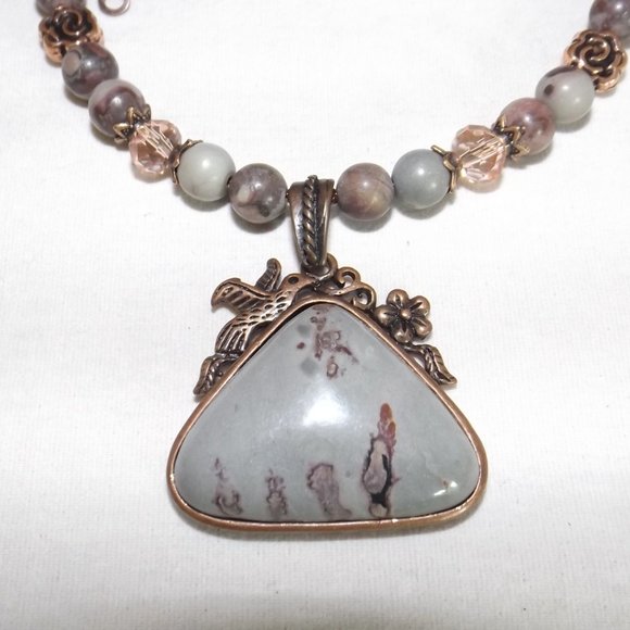 Natural Crazy Horse Jasper cooper 18" necklace. NEW (#2269) - Picture 2 of 3